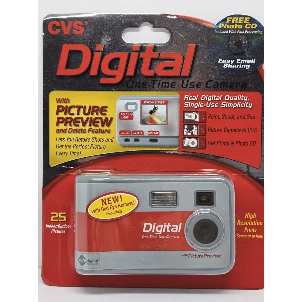 Vtg CVS Digital One-Time-Use Camera Digital Tech 25 pics Sealed New old stock